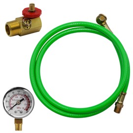 Grip Air Tank Assembly Kit - 4 ft Air Hose with 1/4" NPT Tire Chuck, Brass Manifold, 0-200 PSI Gauge - Safety Bypass Valve - Manual Override - On/Off Air Adjustment (PVC)