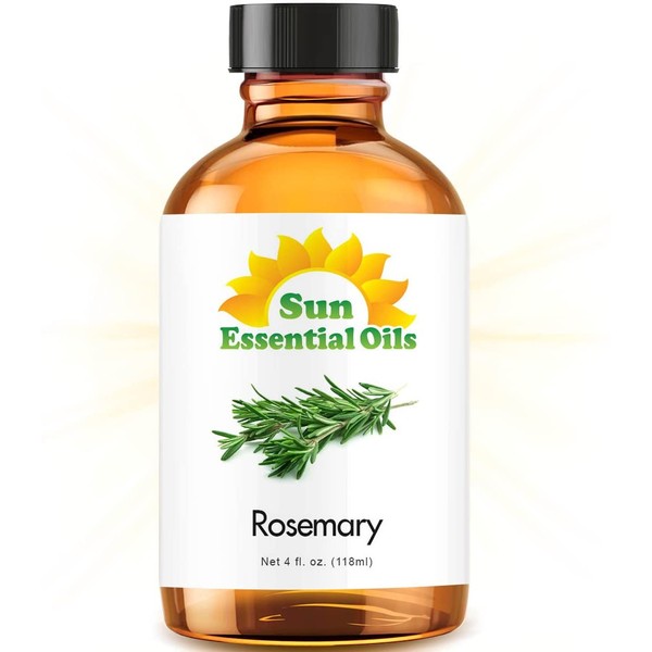 100% Pure Rosemary Essential Oil (4 oz) for Therapeutic Aromatherapy Stimulating Scalp Treatment for Healthy Hair Growth Anti Aging Antioxidant Ancient Beauty Elixir Natural Skin Care for Acne