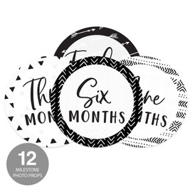 Baby Milestone Signs/Black and White Monthly Milestones/Geometric Infant Photo Prop
