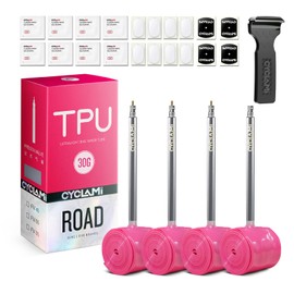 CYCLAMI 2/4 Pieces TPU Inner Tube Road Bike 700 x 18/23/25/28/30/32c-622 28 Inches, Metal Presta Valve, Strong Airtightness, Ultralight 30 g Bicycle Inner Tube, 28 Inches (4 Pieces-FV: 85 mm)