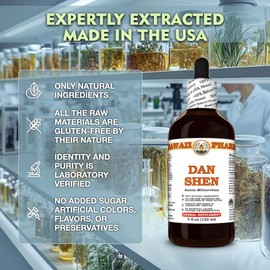 Dan Shen (Salvia Miltiorrhiza) Dry Root Tincture, Made in Hawaii, All Natural, Vegan, Pure Liquid Extract - 32 fl.oz
