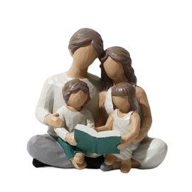Waowumar Family of 4 Figurines Decor Resin Family Sculpture Parents and Children Statue Gifts for Family Home Decoration for Birthday Thanksgiving Christmas