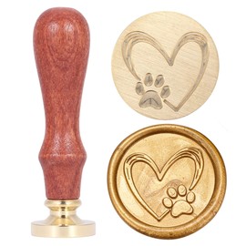 Yoption Paw Print with Heart Wax Seal Stamp, Vintage Sealing Wax Stamp for Wedding Party Invitations Envelopes Gift Packing