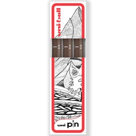uni-ball PIN Fineliners | Fine Tipped Writing Pens | Water & Fade Resistant Ink | Ideal for Sketching, Scrapbooking, Outlining, Art, Technical Drawing | In Gift Box (Sepia - 0.5mm, 3)