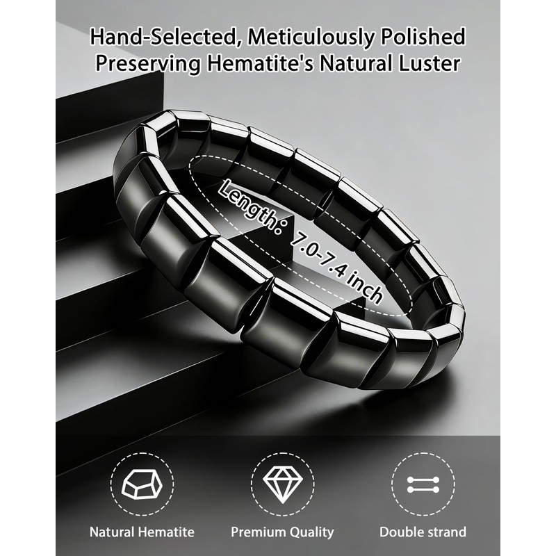 Hematite Bracelet, Natural Magnetic Bracelets for Women Girls