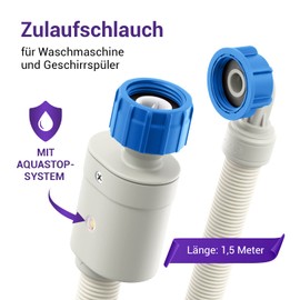 Vioks.pro Aquastop Washing Machine Hose 3/4 Inch Hose 1.5 m 25 °C - Inlet Hose Dishwasher / Aquastop Hose Washing Machine - Washing Machine Accessories Dishwasher Accessories