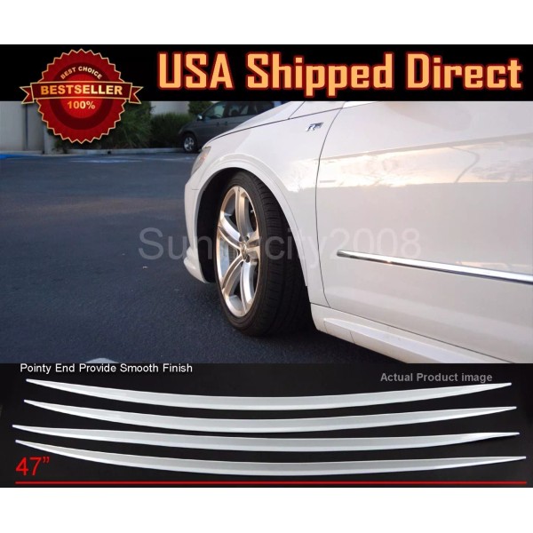 SDeelCase 4 Pieces Flexible Slim Fender Flare Extension White Protector