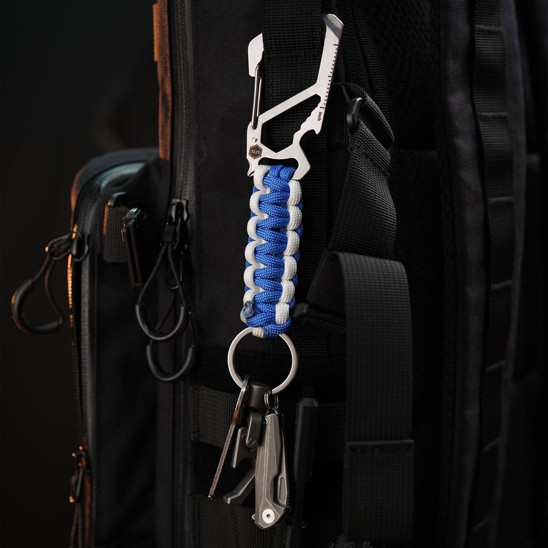 KeyUnity Carabiner Paracord KC00 Keychain Multi-functional [Ruler, Bottle Opener, Screwdriver,