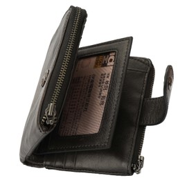 INSPNALL Men's Bi-fold Wallet, Cowhide Leather, Genuine Leather, Japanese YKK Zipper, Holds 16 Pieces, Large Capacity, Coin Purse, L-Shaped Zipper, Card Storage, For Men, Gentlemen, Father's Day,