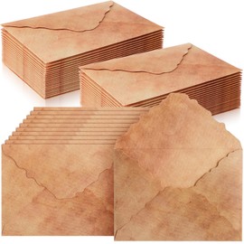 Seajan 100 Pcs Deckle Edge Envelope Antiqued Envelope Decorative Vintage Envelopes 200 GSM Thick Cotton Watercolor Paper Envelopes for Craft Announcement Invitation Greeting Card (4.25 x 6.25 Inch)