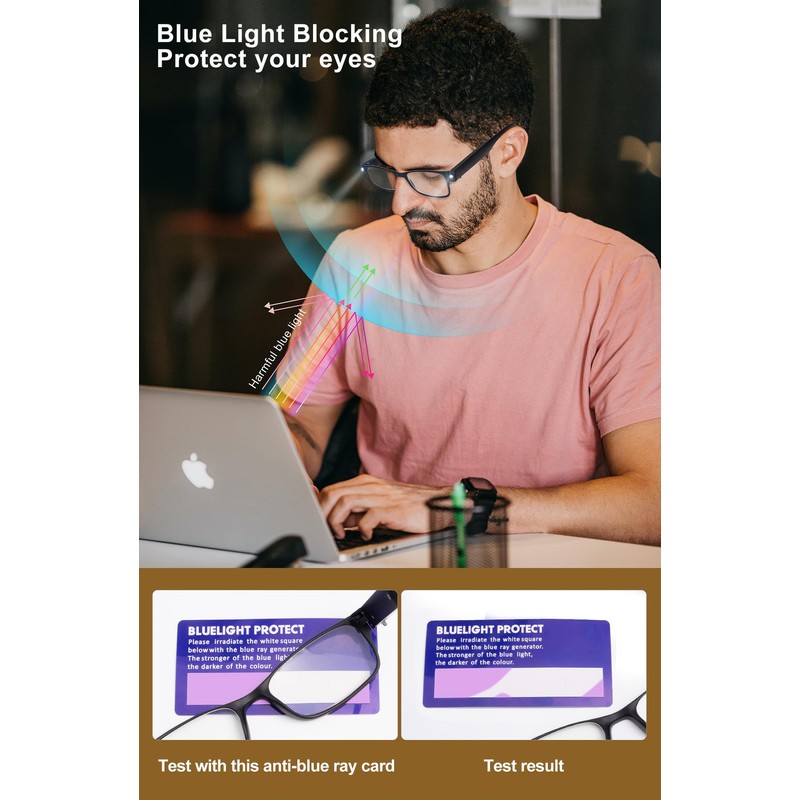 OKH Rechargeable Reading Glasses with Lights, Anti Blue Light Lens,