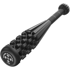 POWER GUIDANCE Macebell Steel Clubbell (2kg-10kg) – Indian Club with Massage Surface for Shoulder Mobility, Grip Strength & Rehabilitation – Solid Steel Weighted Club with Rubber Coating for Home Gym, BJJ & Wrestling (Black - 4.4LB)