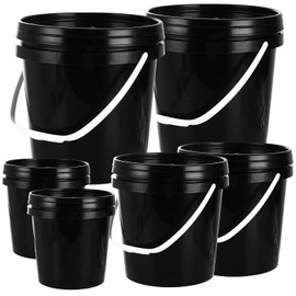 AKOLAFE 6 Pack Paint Bucket for Painting Empty Paint Cans with Lids & Handles (2) 1 Gallon + (2) 2 Quart + (2) 1 Quart Paint Cans with Lids Paint Storage Containers Plastic Paint Containers Paint Pail