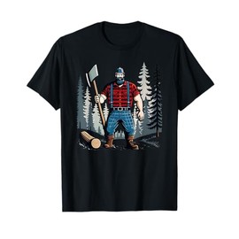 American Lumberjack Folk Hero Paul Bunyan Chopping Wood in The Forest Unisex T-Shirt