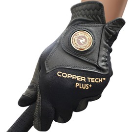 Copper Tech Women's Golf Gloves with Ball Marker - Ladies Golf Gloves with 100% AAA Synthetic Leather - Wrist Support & Breathability - Golf Gloves Left Handed Golfer (Hand Orientation: Right)