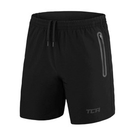 TCA Elite Tech Running Shorts Men's with Zip Pockets, black, XS