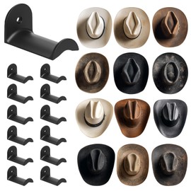 12 Pcs Cowboy Hat Rack for Wall, Cowboy Hat Holder with Strong Adhesive Screws Bolts, Cowboy Hat Hook Hold up to 12 Hats, Hat Hanger for Baseball Caps Keys Accessories, Western Hat Hook Room Décor