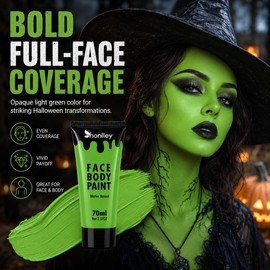Light Green Face Body Paint Tube - Professional Water-Based Lime Green Facepaint for Kids & Adults - Quick-Dry for Alien Frog Grinches Zombie Elf Gamora Poison Ivy Cosplay Halloween Makeup