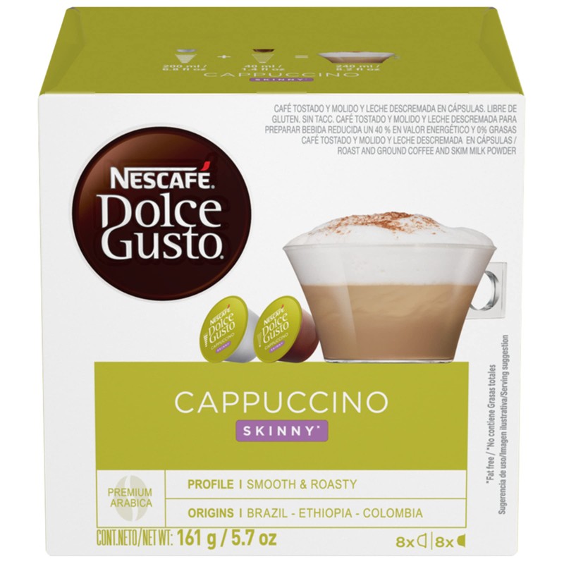 Nescafe Dolce Gusto Pods, Skinny Cappuccino, 16 capsules, Pack of