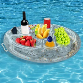 Mineup Aufblasbarer Getränkehalter, Getränkehalter Pool, 8 Löcher Große Kapazität Floating Coasters,Poolbar Aufblasbar, Schwimmender Getränkehalter, Pool getränkehalter für Party, Beachparty, 70*50cm