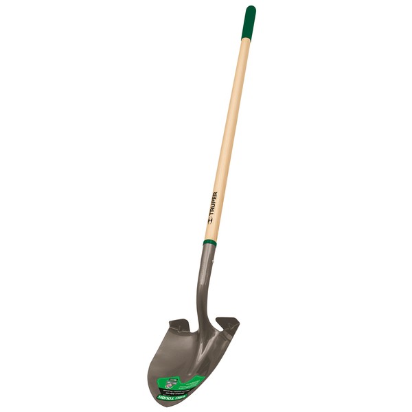 Truper 31184 Round-Point Shovel - Mid-Size Steps, 7'' Grips, 48"