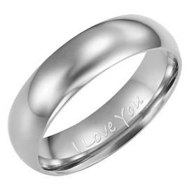 Willis Judd 6mm Titanium Ring for Men Engraved I Love You In Gift Box Wedding Band Ring Mens Engagement Ring Promise Ring Comfort Fit Size Y