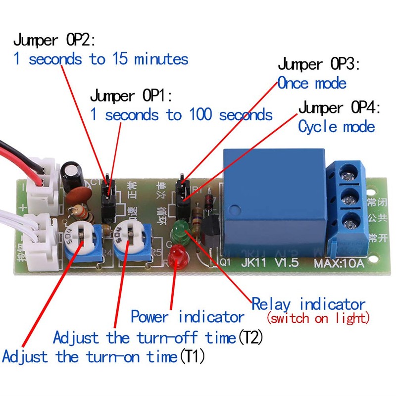 1pc DC 5V/12V/24V Adjustable Times Switch Module Delay On/Off Timer