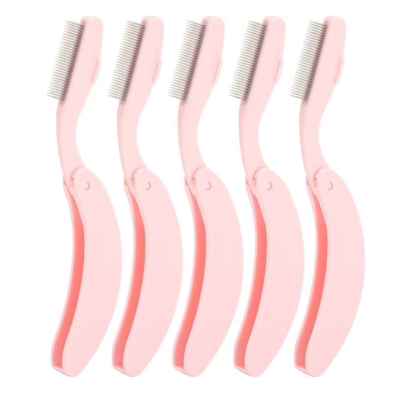 5pcs Curve Handle Lash Comb Stainless Steel Folding Eyelash Teeth