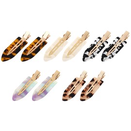 Mtuihfo No Crease Hair Clips, Multicolor Makeup No Bend Hair Clips, Skincare Hair Barrettes for Bangs Hairstyling (10Pcs-Tortoise Color)