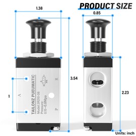TAILONZ PNEUMATIC 1/4"NPT 3 Way 2 Position Air Hand Lever Operated Valve Pneumatic Solenoid Valve Manual Control Push-Pull 3R210-08