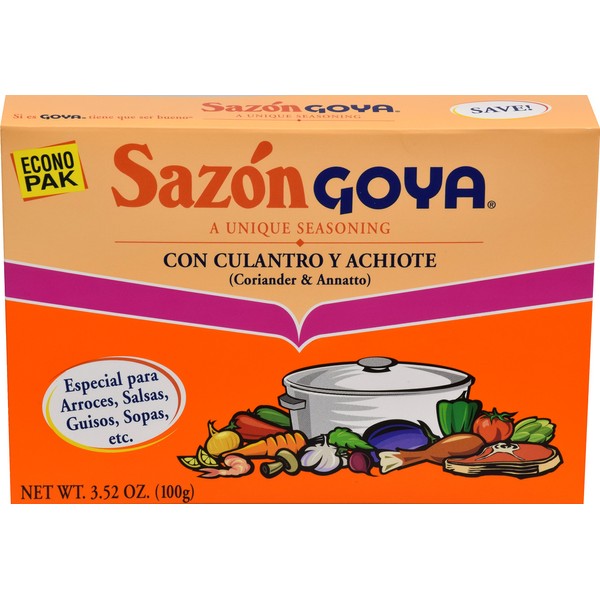 Goya Foods Sazón Seasoning with Coriander & Annatto, 20 packet each, 3.52 Ounce (pack of 18)