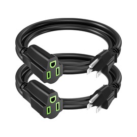 Power Extension Cord 2FT/24Inch(2 Pack), Short 3 Prong Electric Extension Cable Outlet Saver, Single Outlet, Heavy Duty, Waterproof, Flexible, 16 AWG, 13A 125V, Extender Wires with 15 Cable Ties