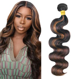 22 Inch Fb30 Bundles Ombre Brown Body Wave Human Hair Bundle Two Tone Black Mixed With Color 30 Bundle P1B30 Highlight Body Wave Bundles For Black Women 100G