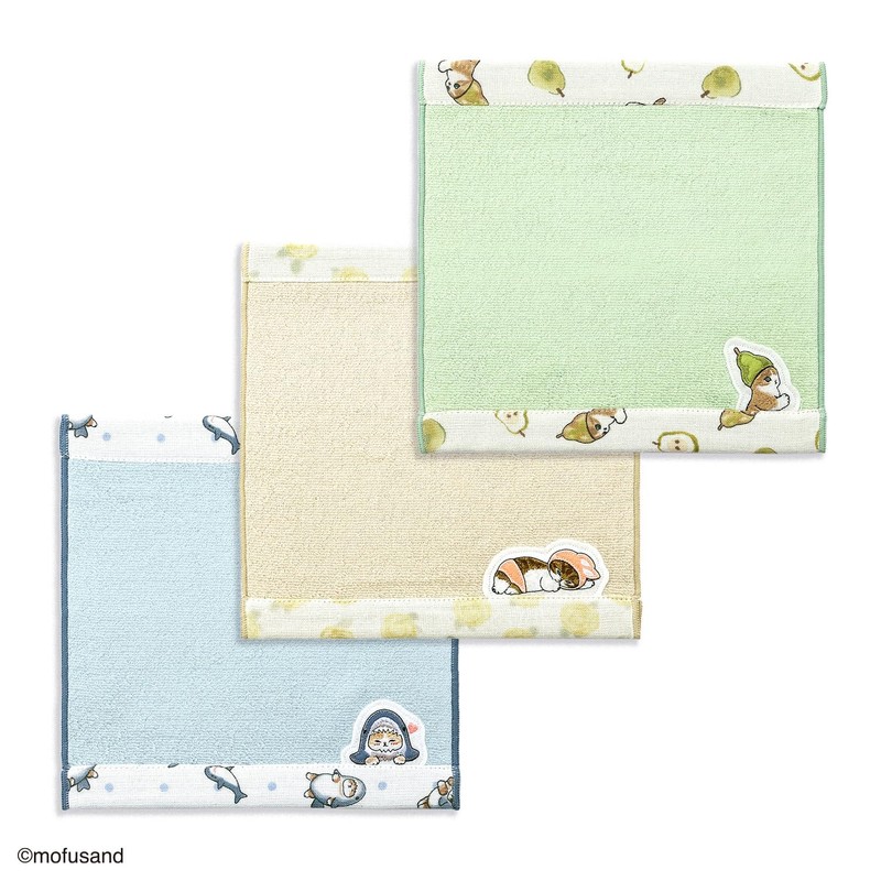 mofusand 43-0100070 Shark Towel Handkerchief, Blue, Cat, Cute Gauze Pile,