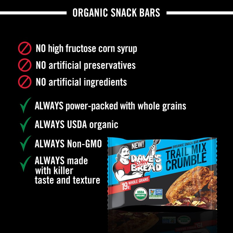Dave's Killer Bread Trail Mix Crumble Organic Snack Bars, 4