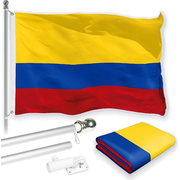 3x5 Colombia Flag and Flagpole Set International 3x5 foot Tanglefree
