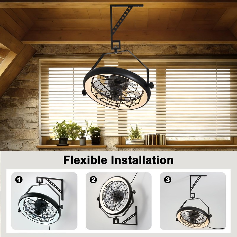 Fansdrick 23" Wall Mount Fan with Light,3 CCT, Dimmable,Quiet 6