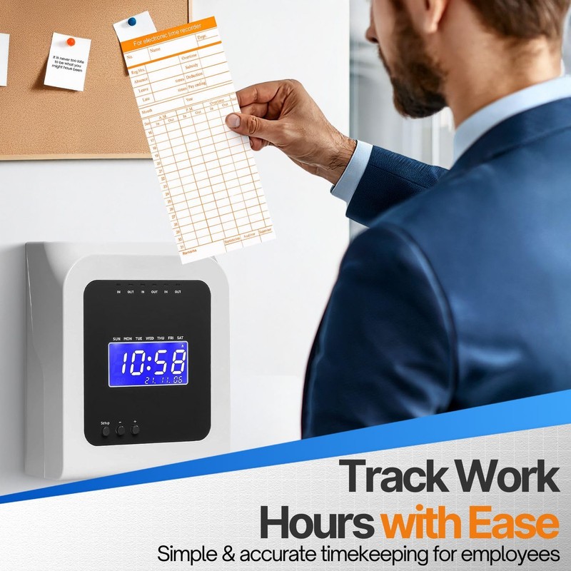 Flexzion Monthly Time Cards for Employees - Dual-Sided, Orange/Blue Attendance