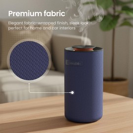 Aromabot Waterless Essential Oil Diffuser, Smart Portable Nebulizing Waterless Diffuser for Car, Home, or Office – Dual Mist Modes, Comfort Fabric Wrapping Process, Rechargeable Battery, LED Light
