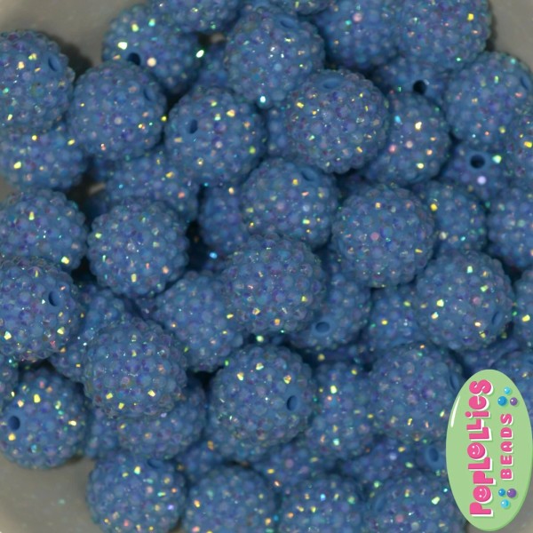 poplollies 20mm Baby Blue Rhinestone Gumball Beads Chunky Bubblegum 20