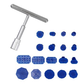 DACIRTY 19 PCS Body Dent Repair Puller, Plastic Alloy Dent Separation Piece Suction Cup Spacer T-puller, Portable Repair and Maintenance Accessory, Suitable for Most Cars (Blue & Silver)