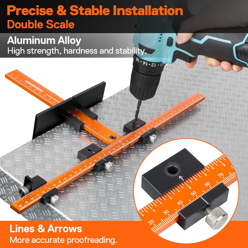 JORGENSEN Cabinet Hardware Jig Tool - Aluminum Alloy & Double