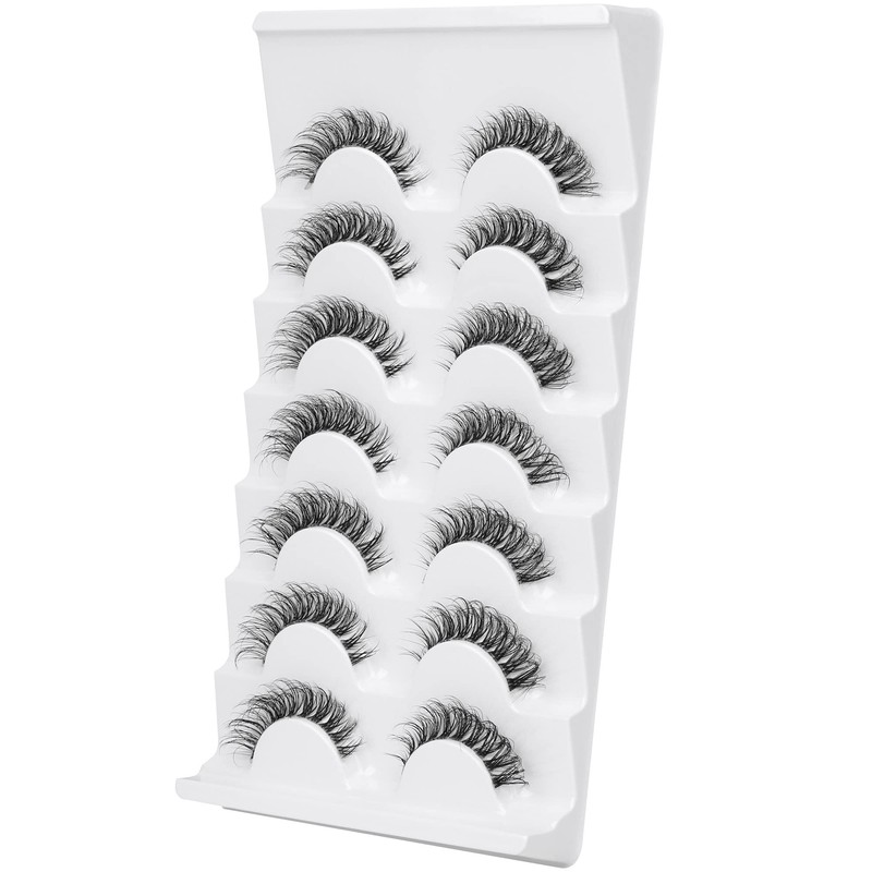 JIMIRE False Eyelashes Clear Band Small Faux Mink Lashes Natural