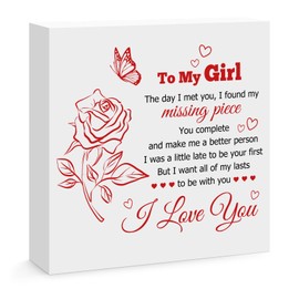 Gifts for Her Girlfriend To My Girl Wooden Box Sign Decor for Home Bedroom Office Shelf Table Desk Decor Christmas Birthday Gifts for Girlfriend Anniversary Valentines Gifts for Women