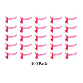 JSP Manufacturing 2" Plastic Pegboard Hooks Garage/Tools/Storage/Organization/Jewelry/Craft (100, Pink)