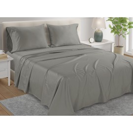 CHATEAU HOME COLLECTION Egyptian Cotton Sheets, 800 Thread Count, Silver Sheets and Pillowcase Set, Bed Sheets, Dorm Essentials, Cotton Sheets - Silver