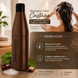 Salerm Color Shampoo Para Cabello Castaño 250ml - Shampoo Matizador Con Pigmentos - Reflejos Cálidos - Para Uso Frecuente