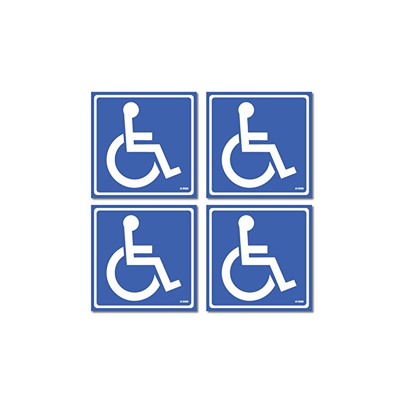 (4 Pack) Disabled Wheelchair Sign Stickers, Disability Sign, Handicap Sign
