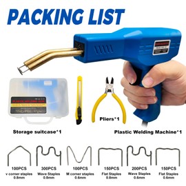 hengzhixingguang Plastic Welder, 1000PCS Hot Stapler Plastic Welding Kit, Plastic Welder Gun Kit with LED light, AC110v-130v, 6 Types Hot Stapler for Car Bumper and Most Plastic Repair (Blue)