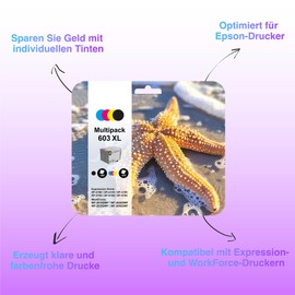 ink 24 Smart Drucken Ink24 603 Ink Starfish Multipack 4-Colour Standard, WF-2820DWF WF-2830DWF WF-2840DWF WF-2850DWF XP-2100 XP-2150 XP-3100 XP-3150 XP-4100 XP-4150